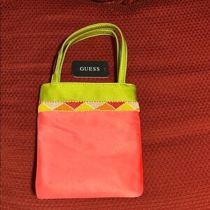 Guess Coral & Lime Tote Bag with Beaded Accent